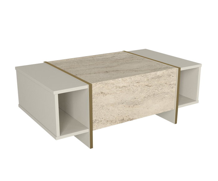 Hanah Home Veyron Mesa de Café Travertino y Arenisca